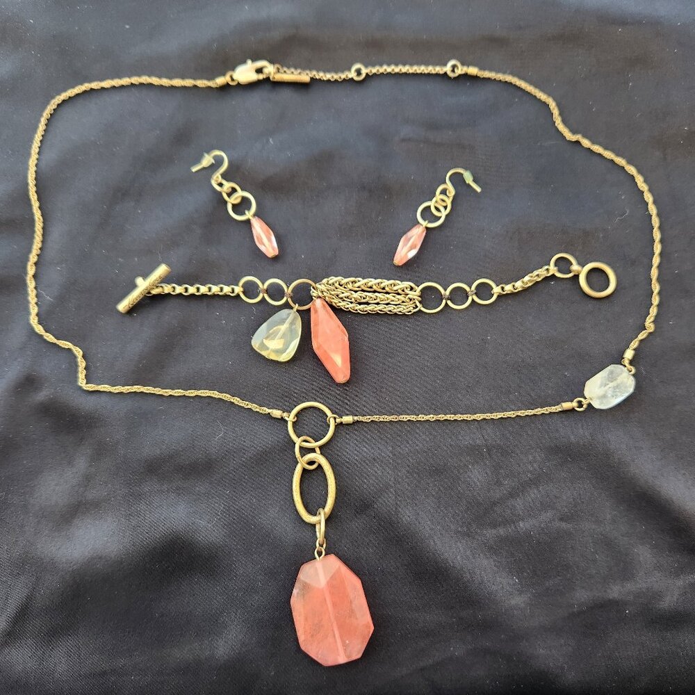 4 PIECE SET Kenneth Cole New York Semi Precious Jewelry Cherry & Milky Quartz